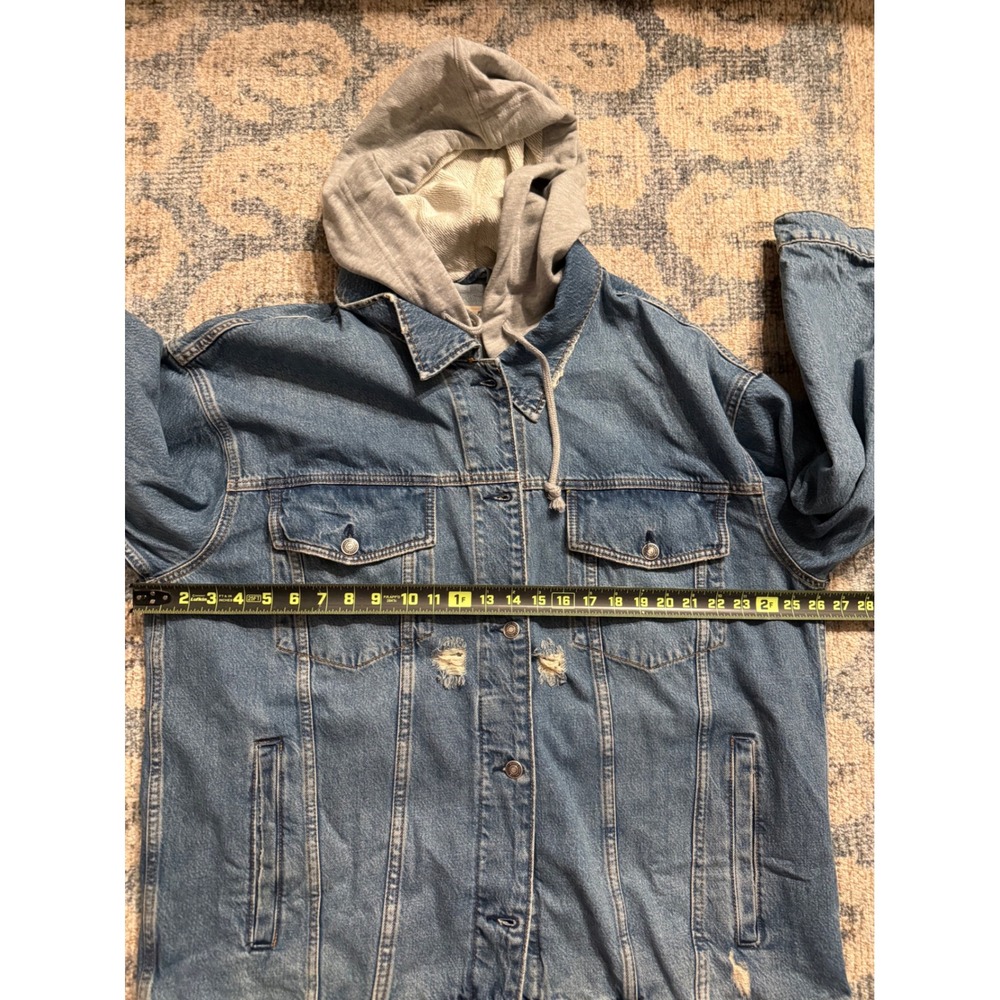 Free People We The Free Hooded Denim‎ Jacket Large Oversized Pristine Condition - Picture 3 of 4